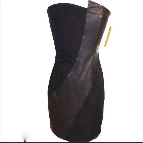 Alice   Olivia Dresses & Skirts - NWT Alice and Olivia Leather and Silk Strapless